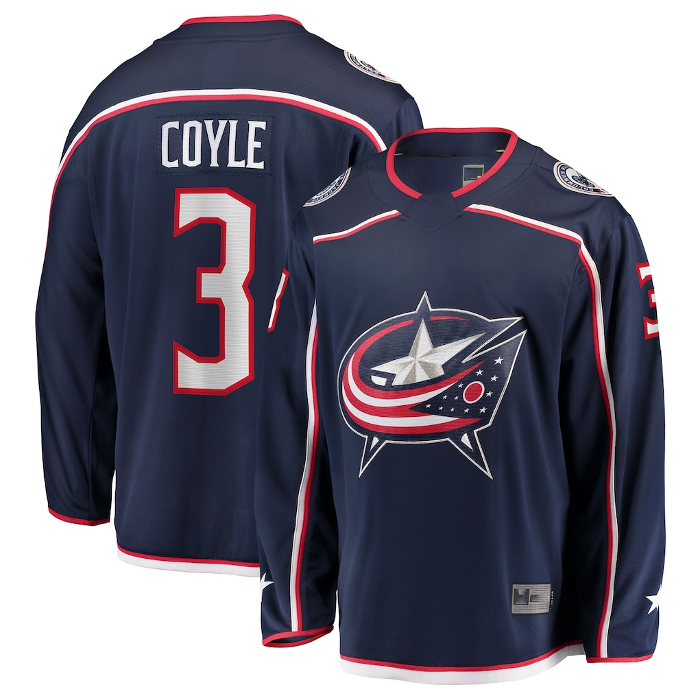 Elroe CB.Jackets #3 Charlie Coyle Navy Home Breakaway Jersey
