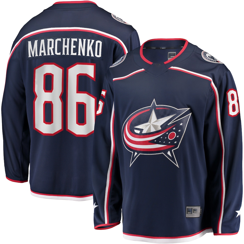 Elroe CB.Jackets #86 Kirill Marchenko Navy Home Breakaway Jersey