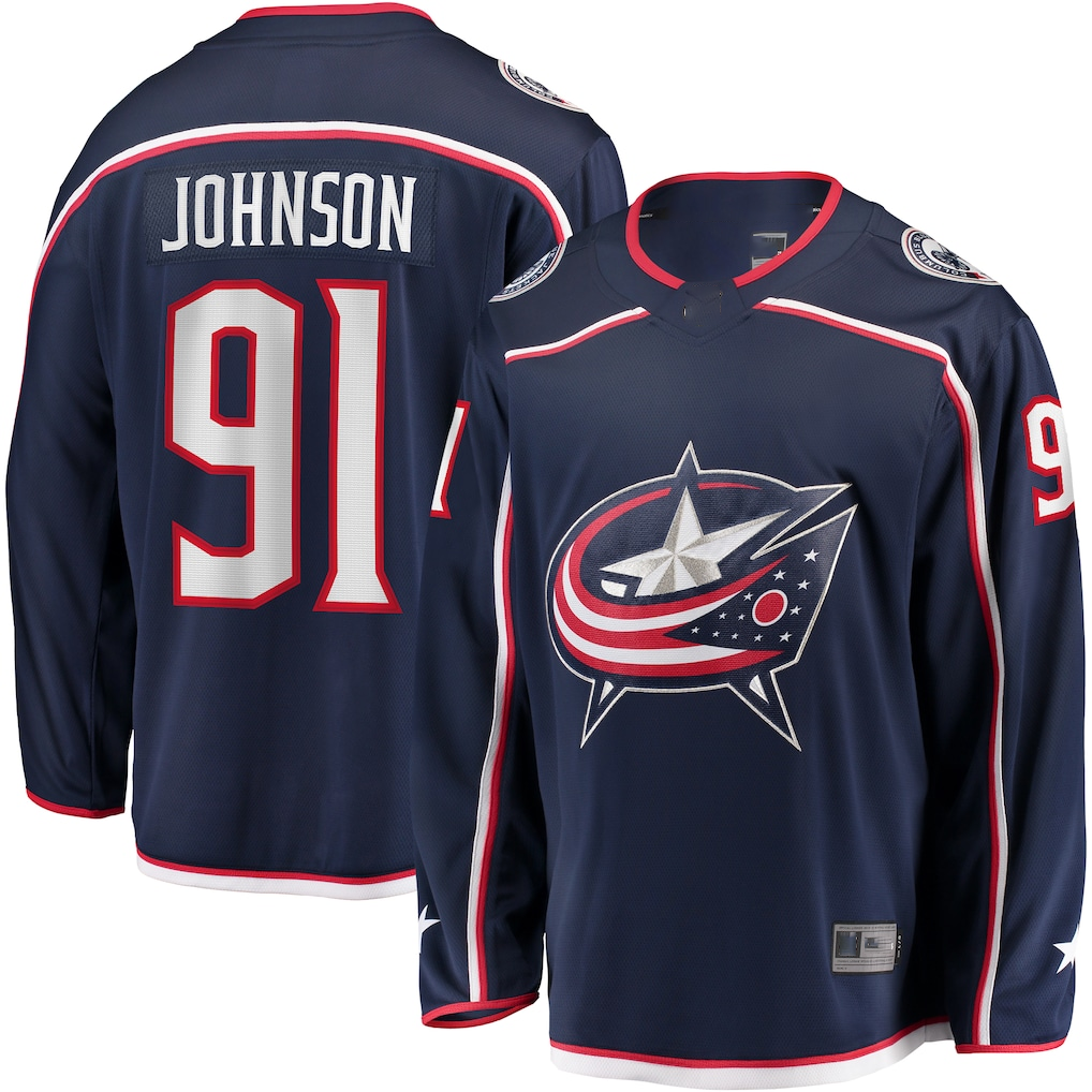 Elroe CB.Jackets #91 Kent Johnson Navy Home Breakaway Jersey