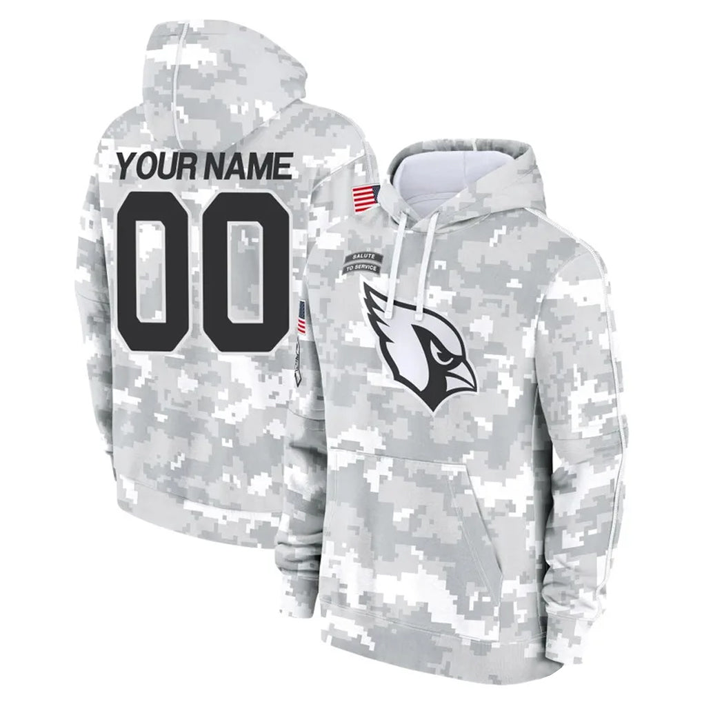 Elroe Custom A.Cardinals Arctic Camo Salute to Service Limited Hoodie Any Name & Numbers Stitched Jerseys