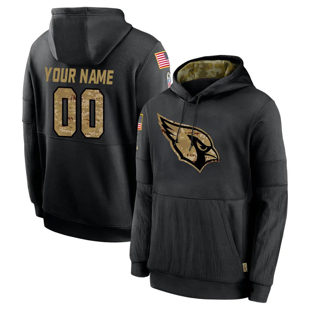 Elroe Custom A.Cardinals Black Salute to Service Hoodies Any Name & Numbers Stitched Jerseys