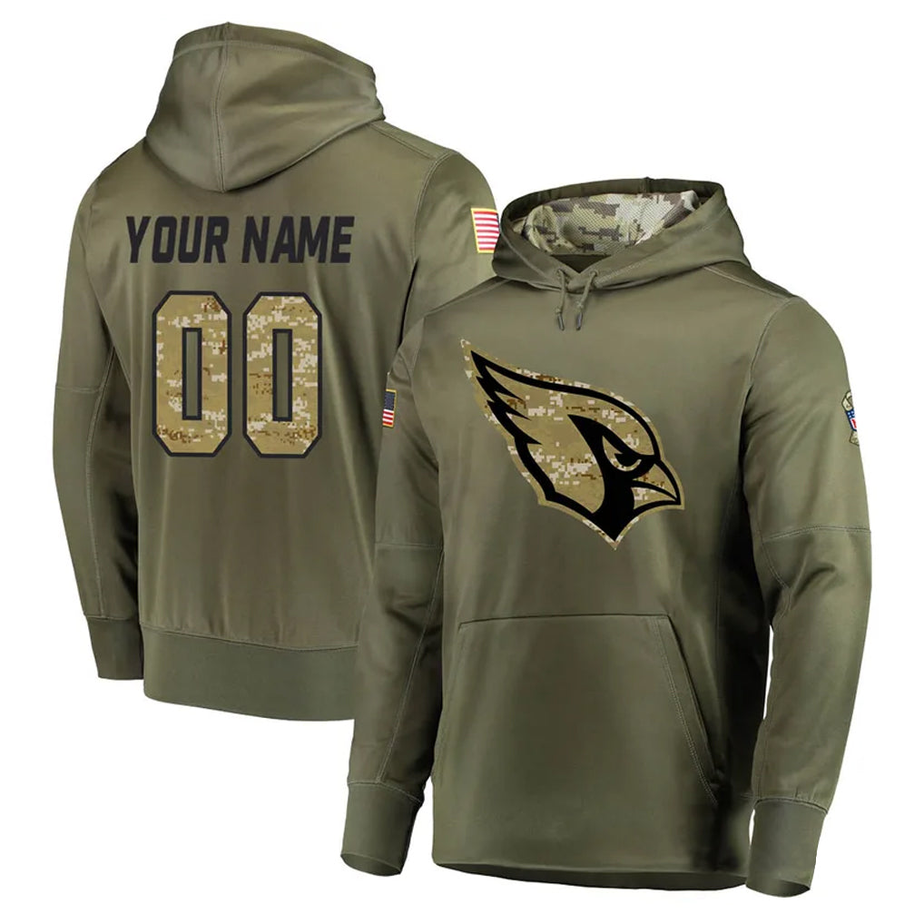 Elroe Custom A.Cardinals Olive Salute to Service Limited Hoodie Any Name & Numbers Stitched Jerseys