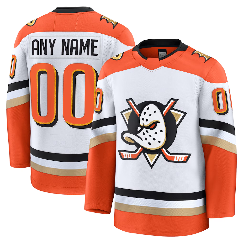Elroe Custom A.Ducks White Away Premium Jerseys