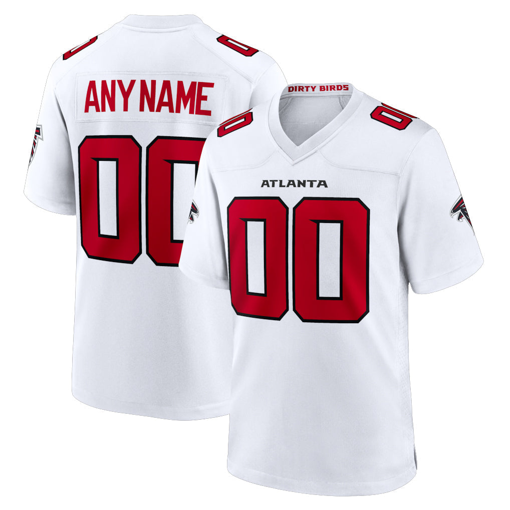 Elroe Custom A.Falcons White Replica Home Game Any Name & Numbers Stitched Jerseys