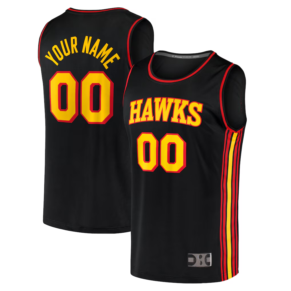 Elroe Custom A.Hawks Black Fast Break Replica Jerseys - Statement Edition