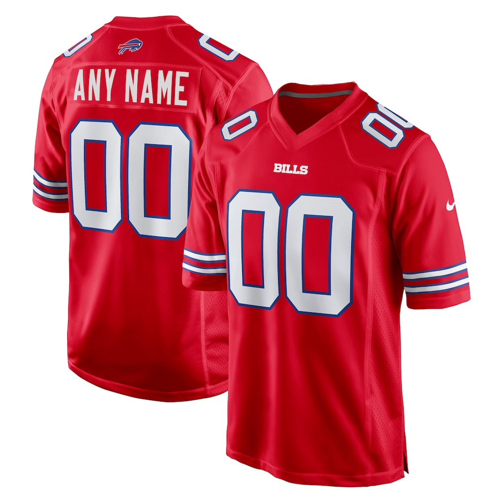 Elroe Custom B.Bills Red Alternate Game Stitched Jerseys