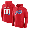 Elroe Custom B.Bills Red Team Authentic Personalized Name & Number Hoodie Stitched Jerseys