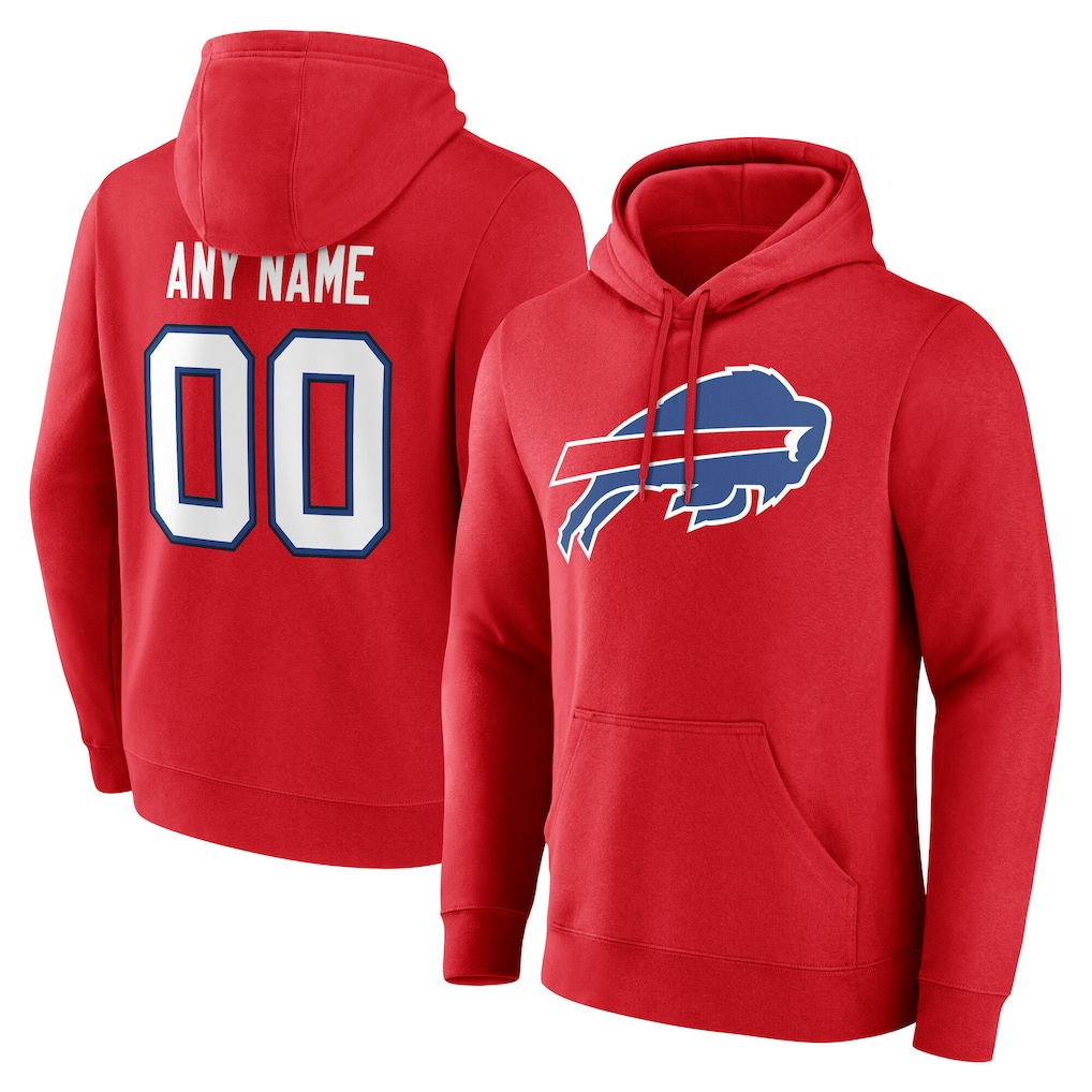 Elroe Custom B.Bills Red Team Authentic Personalized Name & Number Hoodie Stitched Jerseys