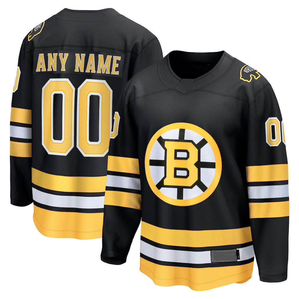 Elroe Custom B.Bruins Black Home Breakaway Stitched Jerseys