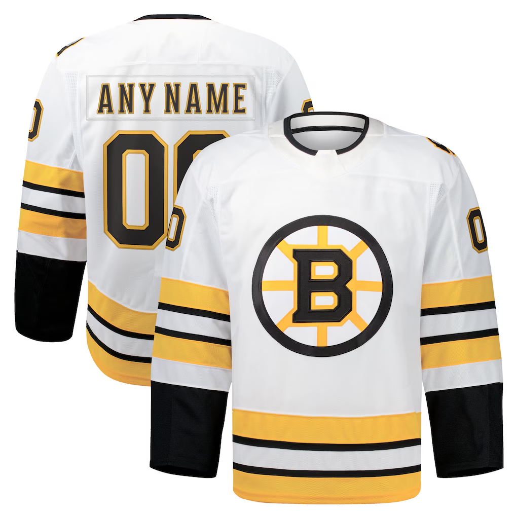 Elroe Custom B.Bruins White Away Authentic Pro Stitched Jerseys