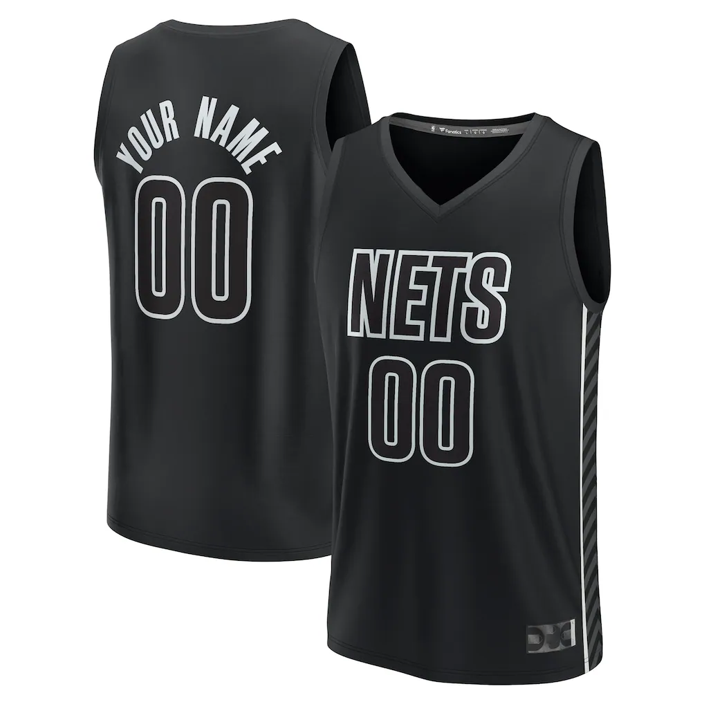 Elroe Custom B.Nets Fanatics Black Fast Break Stitched Jerseys- Statement Edition