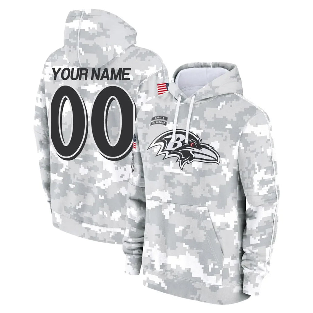 Elroe Custom B.Ravens Black Pullover Hoodie Any Name & Numbers Stitched Jerseys