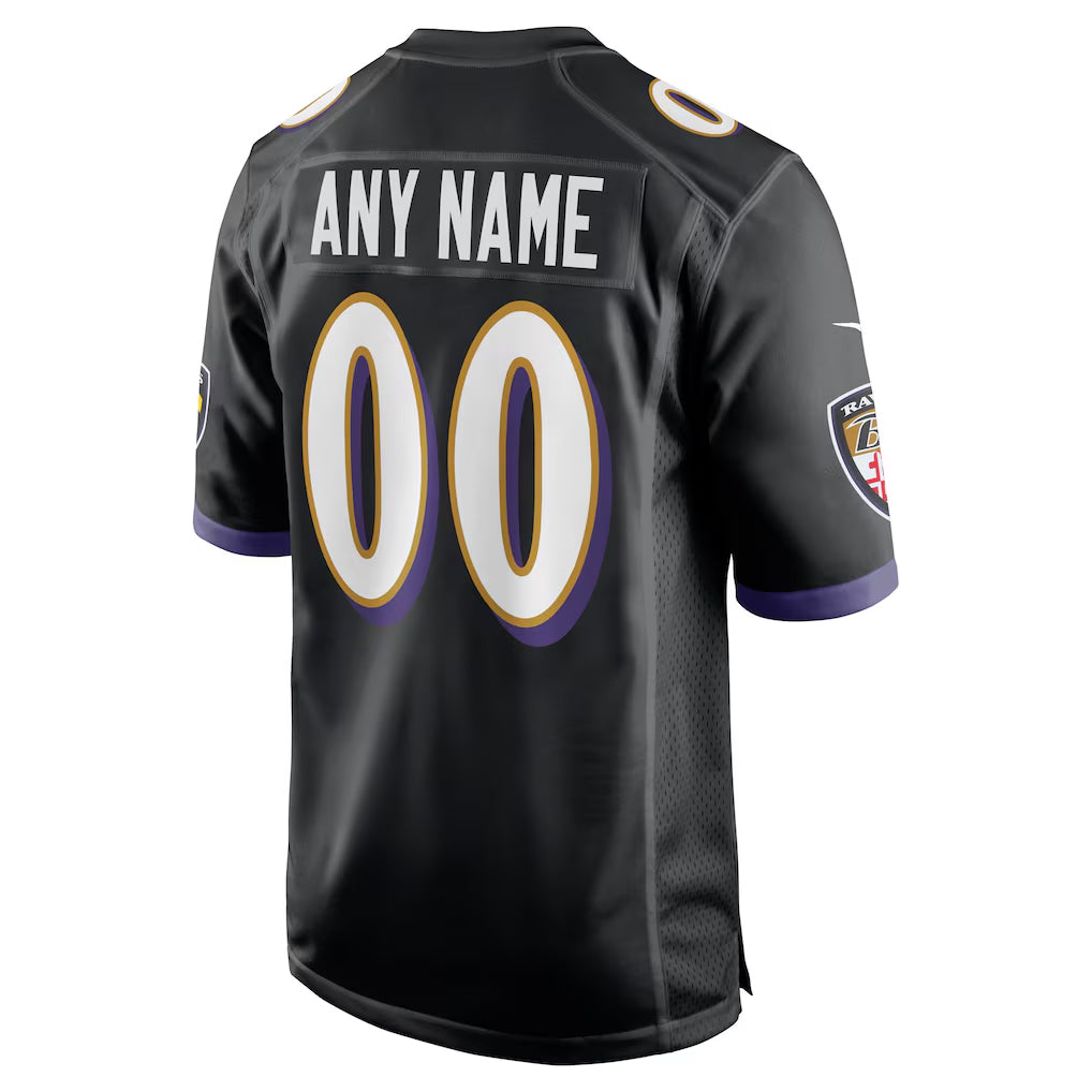 Elroe Custom B.Ravens Black Alternate Home Game Any Name & Numbers Stitched Jerseys