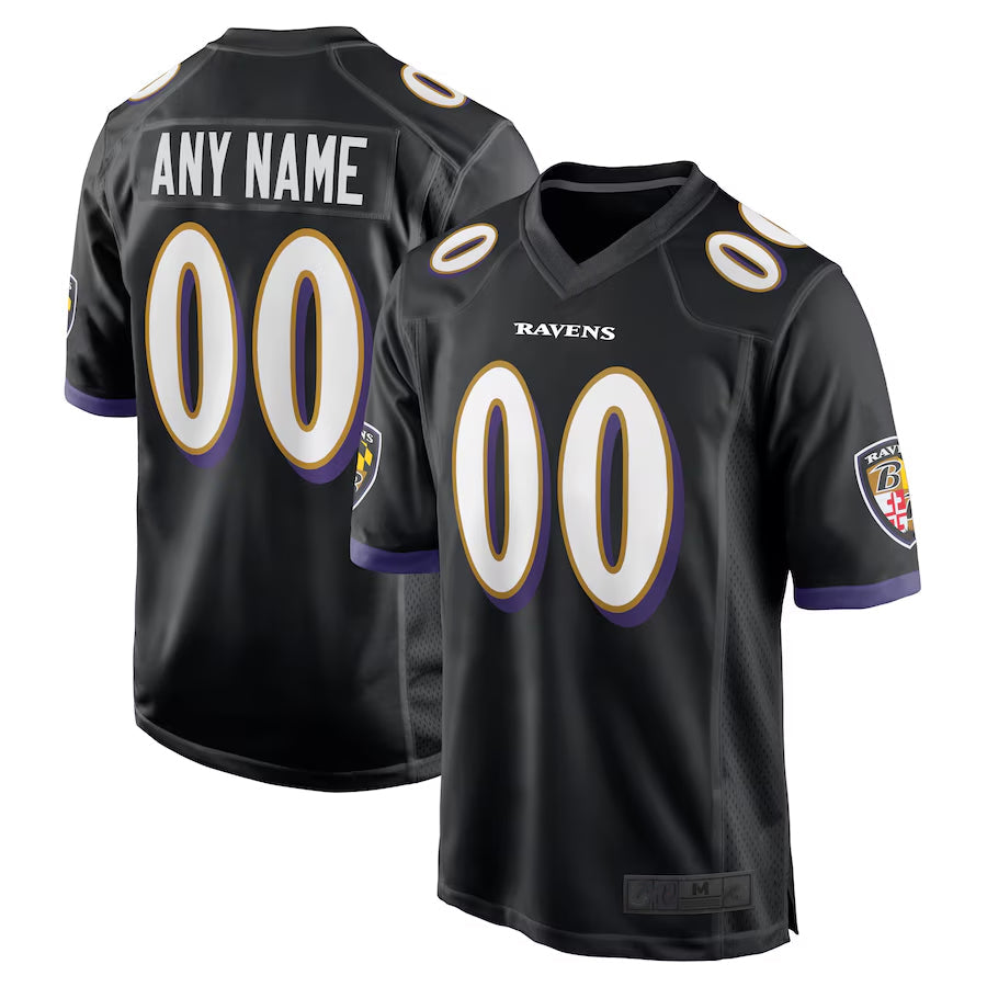 Elroe Custom B.Ravens Black Home Game Stitched Jerseys