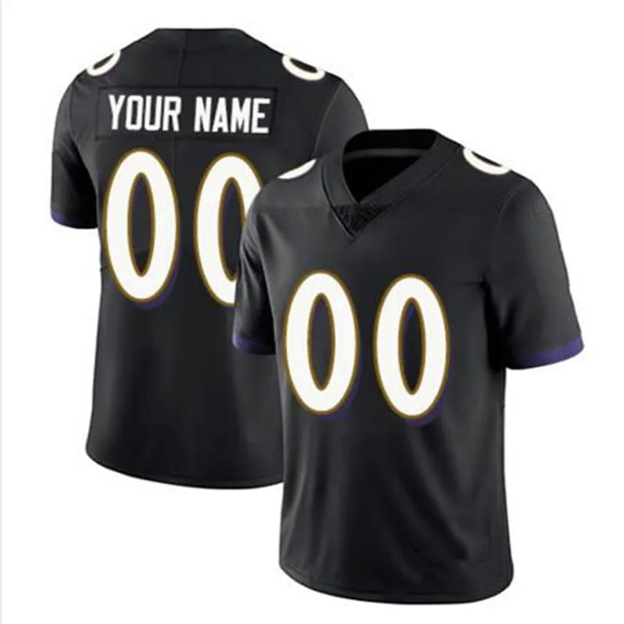 Elroe Custom B.Ravens Black Replica Limited Game Stitched Jerseys