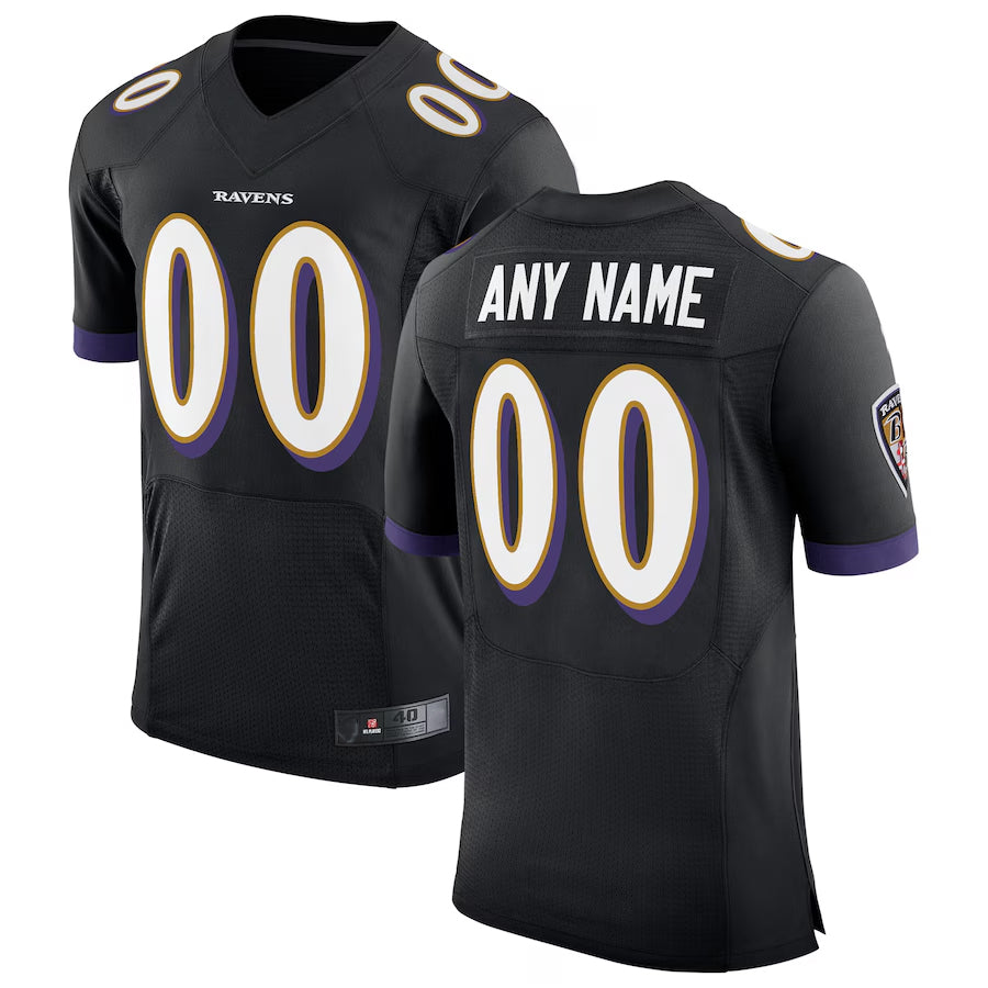 Elroe Custom B.Ravens Black Speed Machine Elite Stitched Jerseys