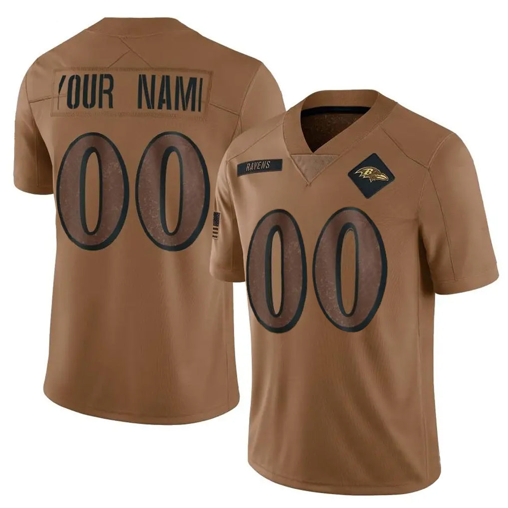 Elroe Custom B.Ravens Brown Salute To Service Limited Any Name & Numbers Stitched Jerseys