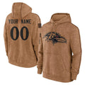 Elroe Custom B.Ravens Brown Salute to Service Pullover Hoodie Any Name & Numbers Stitched Jerseys