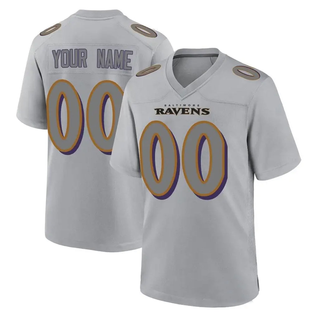 Elroe Custom B.Ravens Gray Replica Game Any Name & Numbers Stitched Jerseys