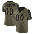 Elroe Custom B.Ravens Olive Salute To Service Limited Game Any Name & Numbers Stitched Jerseys