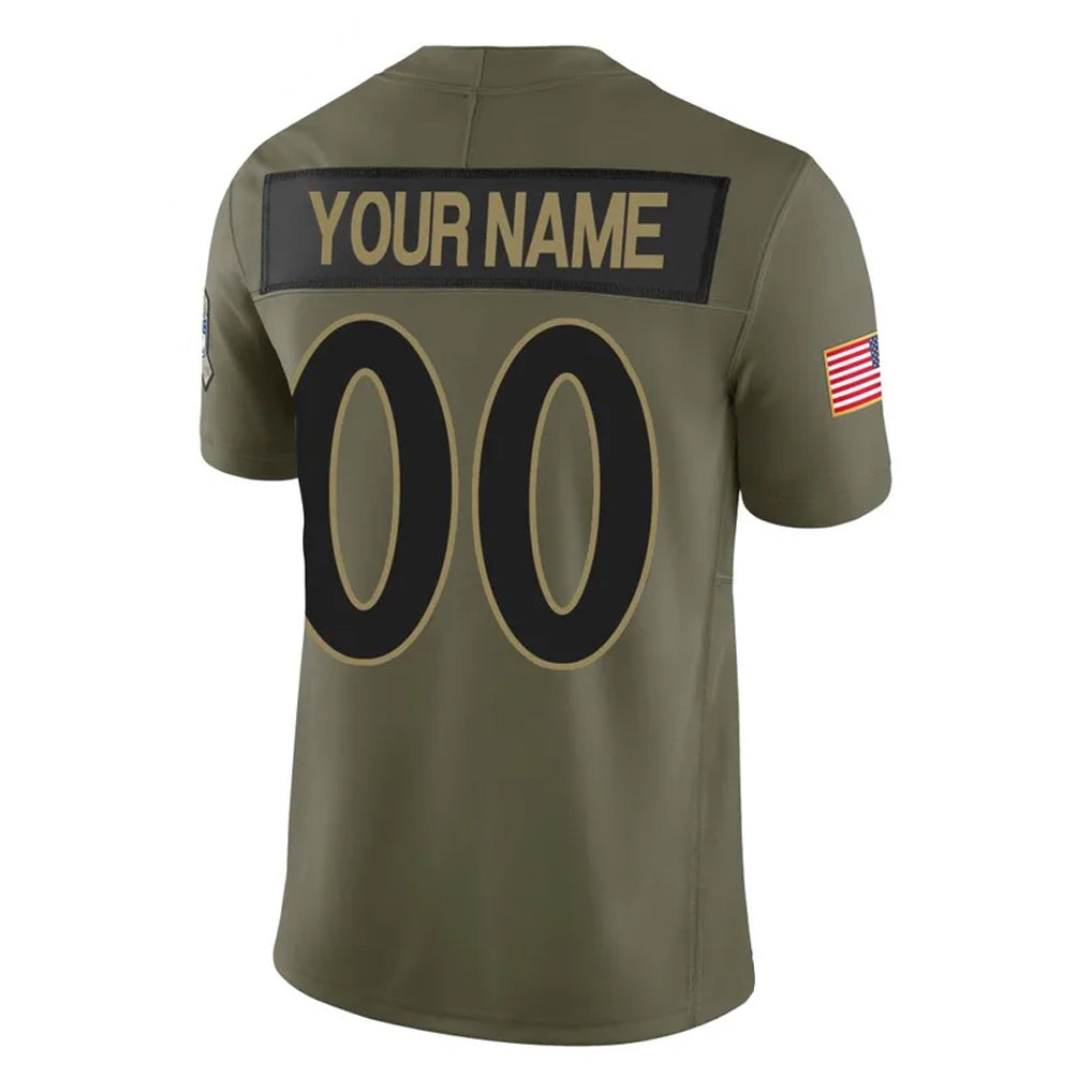 Elroe Custom B.Ravens Olive Salute To Service Limited Home Game Any Name & Numbers Stitched Jerseys