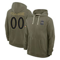Elroe Custom B.Ravens Olive Salute to Service Hoodie Any Name & Numbers Stitched Jerseys