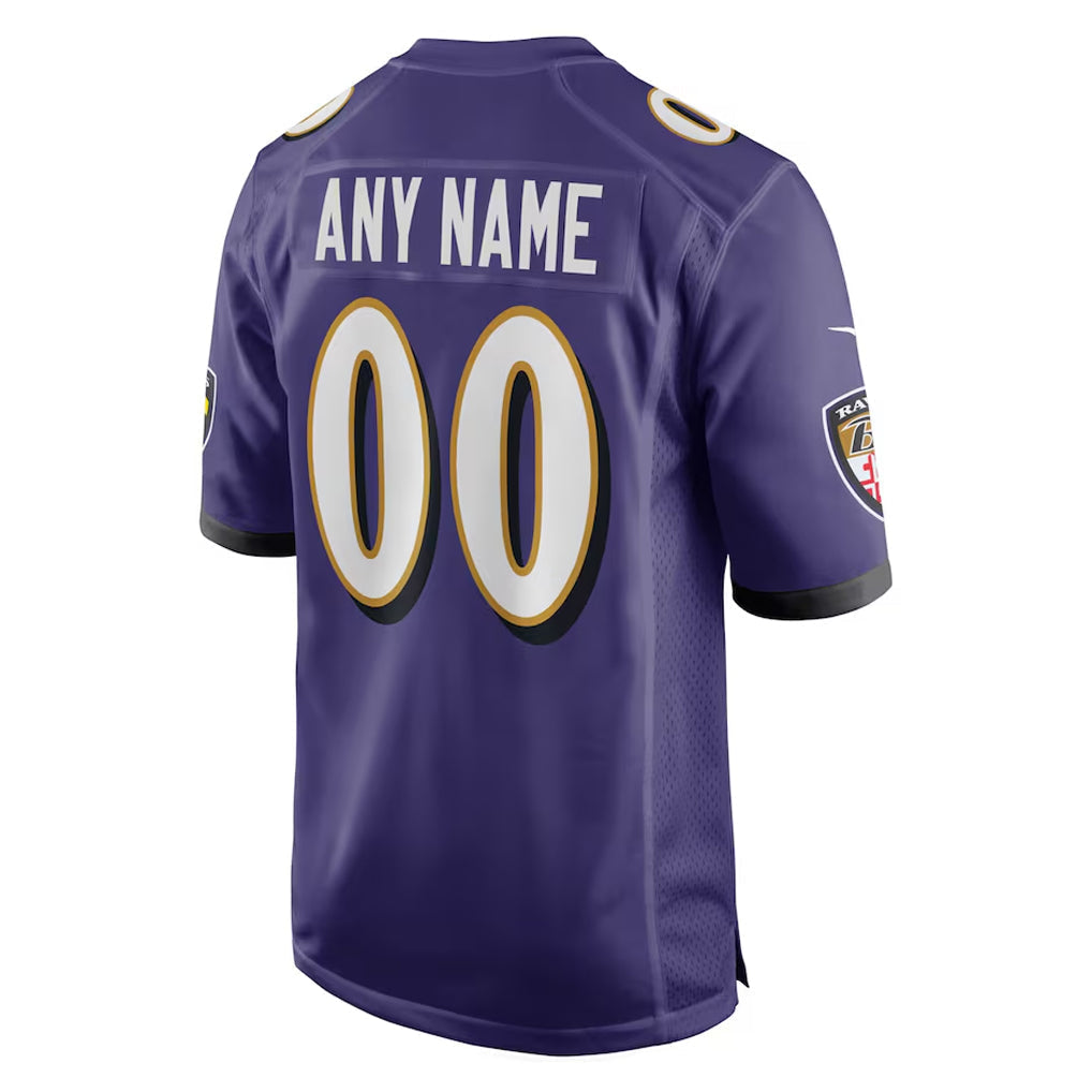 Elroe Custom B.Ravens Purple Alternate Home Game Any Name & Numbers Stitched Jerseys