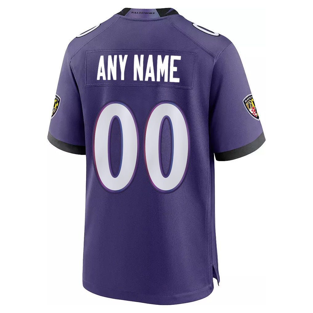 Elroe Custom B.Ravens Purple Home Game Any Name & Numbers Stitched Jerseys