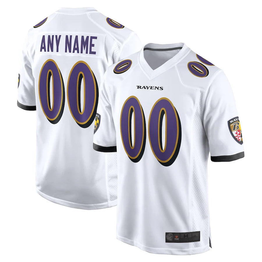 Elroe Custom B.Ravens White Home Game Stitched Jerseys