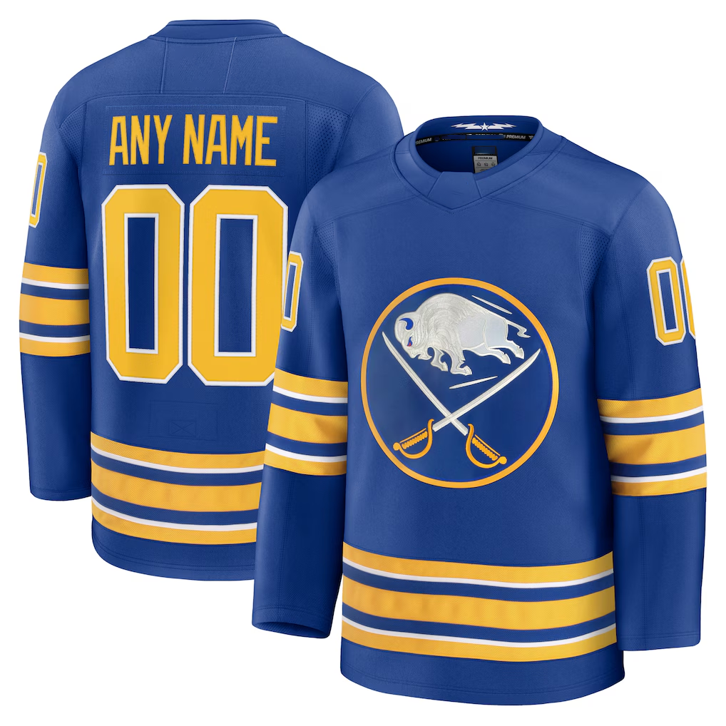 Elroe Custom B.Sabres Royal Home Premium Stitched Jerseys
