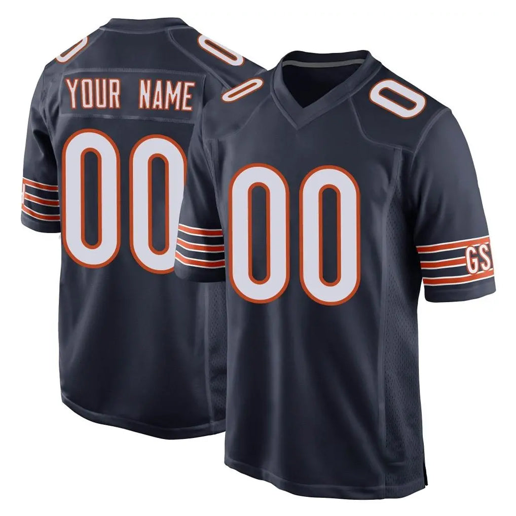 Elroe Custom C.Bears Navy Home Game Any Name & Numbers Stitched Jerseys