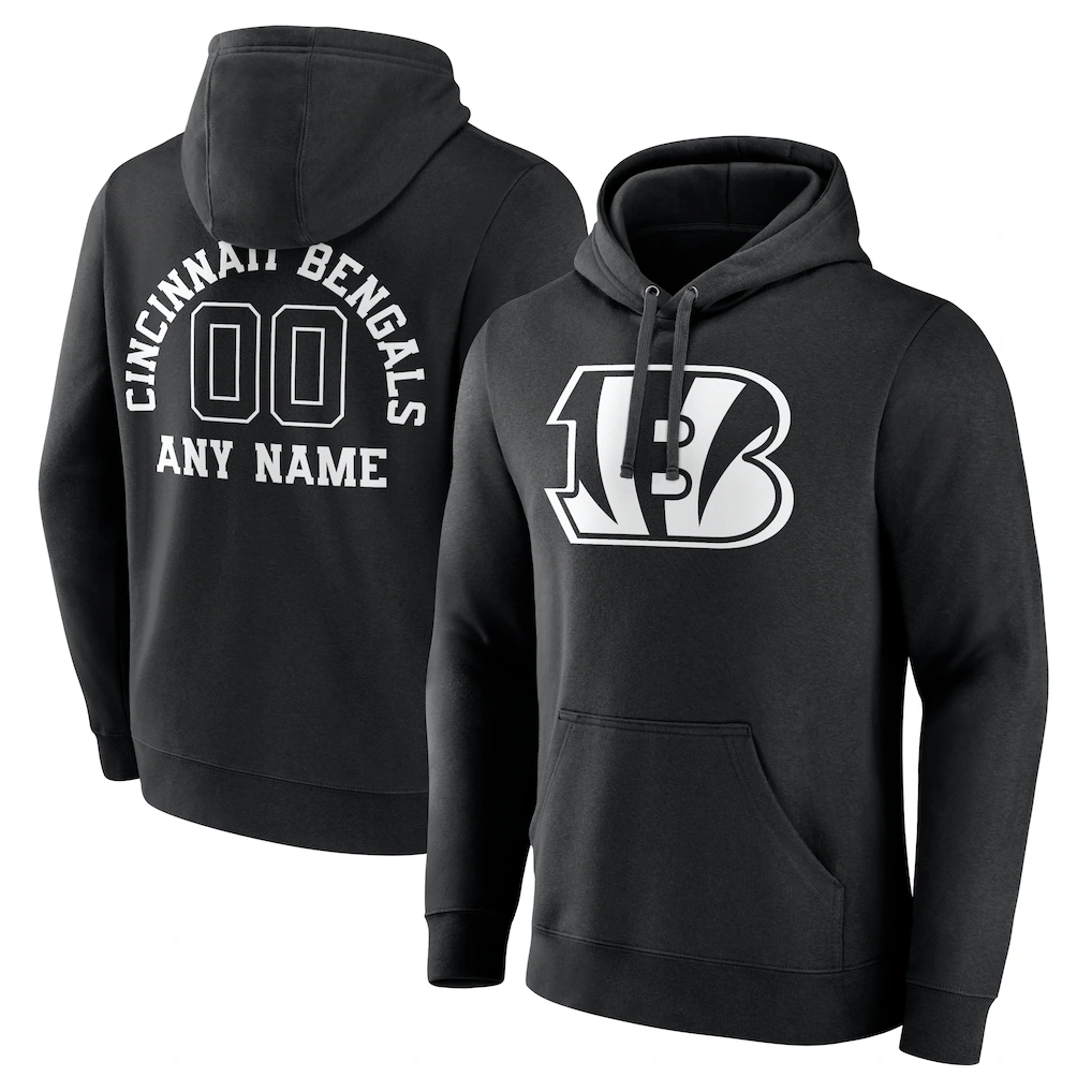 Elroe Custom C.Bengals Black Personalized Name & Number Pullover Hoodie Stitched Jerseys