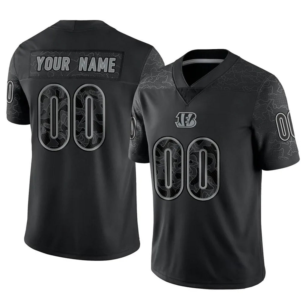Elroe Custom C.Bengals Black Reflective Limited Game Any Name & Numbers Stitched Jerseys