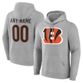 Elroe Custom C.Bengals Gray Team Authentic Personalized Name & Number Hoodie Stitched Jerseys