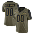 Elroe Custom C.Bengals Olive Salute to Service Game Any Name & Numbers Stitched Jerseys