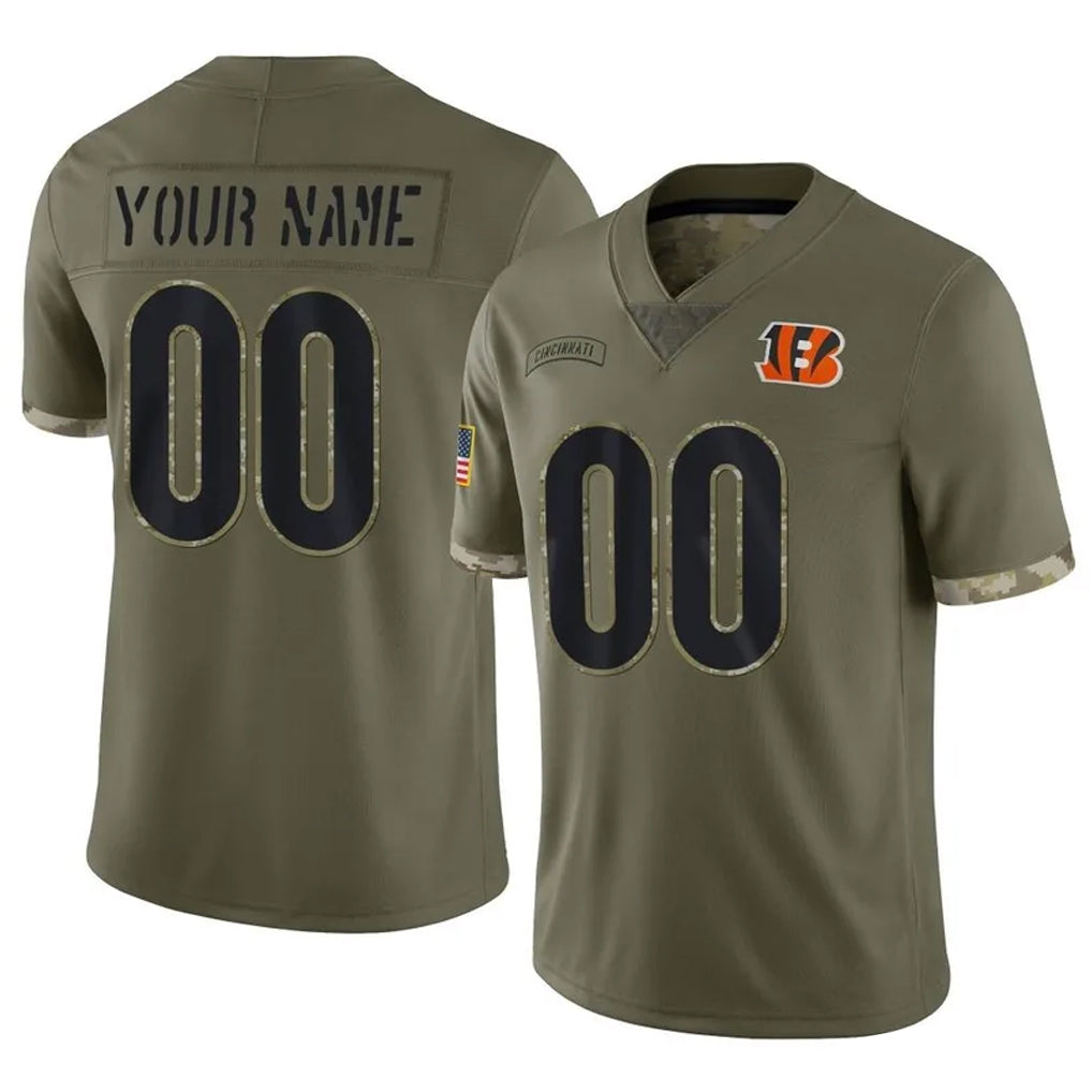 Elroe Custom C.Bengals Olive Salute to Service Limited Game Any Name & Numbers Stitched Jerseys