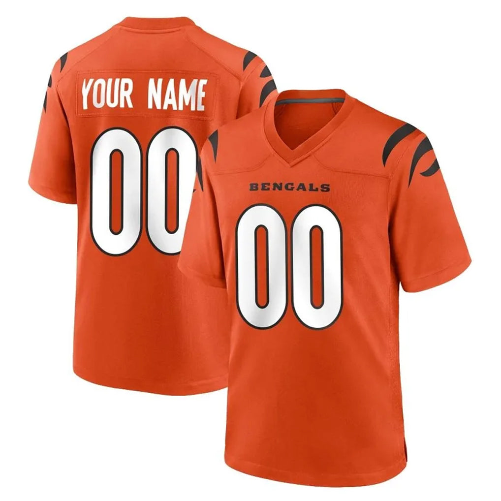 Elroe Custom C.Bengals Orange Home Game Any Name & Numbers Stitched Jerseys