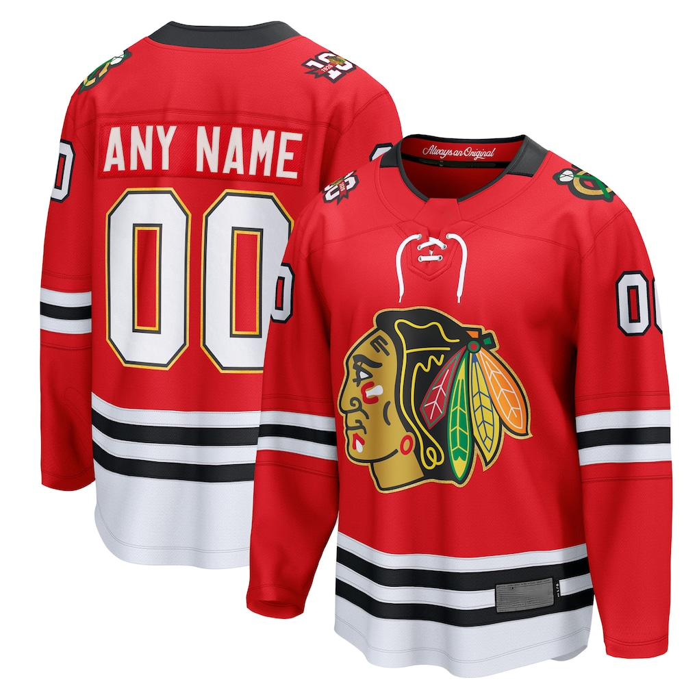 Elroe Custom C.Blackhawks Red Centennial Breakaway Jerseys