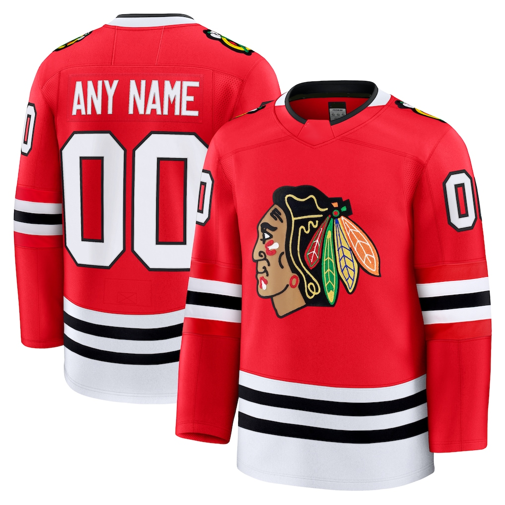 Elroe Custom C.Blackhawks Red Home Premium Jerseys