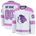 Elroe Custom C.Blackhawks White 2024 Hockey Fights Cancer Practice Jerseys