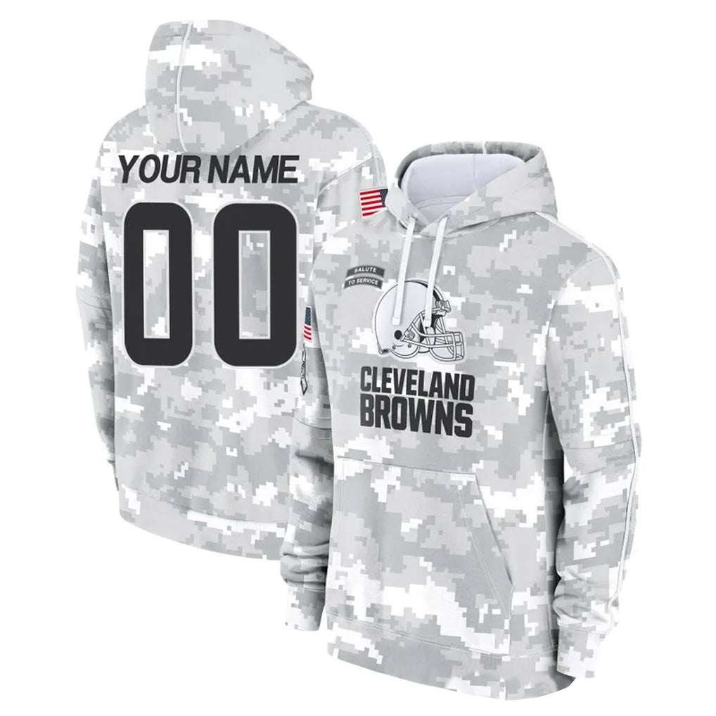 Elroe Custom C.Browns Arctic Camo Salute to Service Hoodies Limited Any Name & Numbers Stitched Jerseys