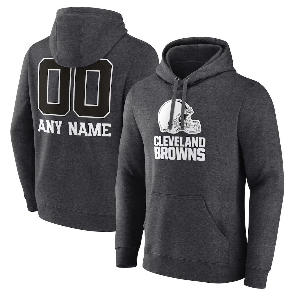 Elroe Custom C.Browns Charcoal Primetime Logo Hoodie Any Name & Numbers Stitched Jerseys