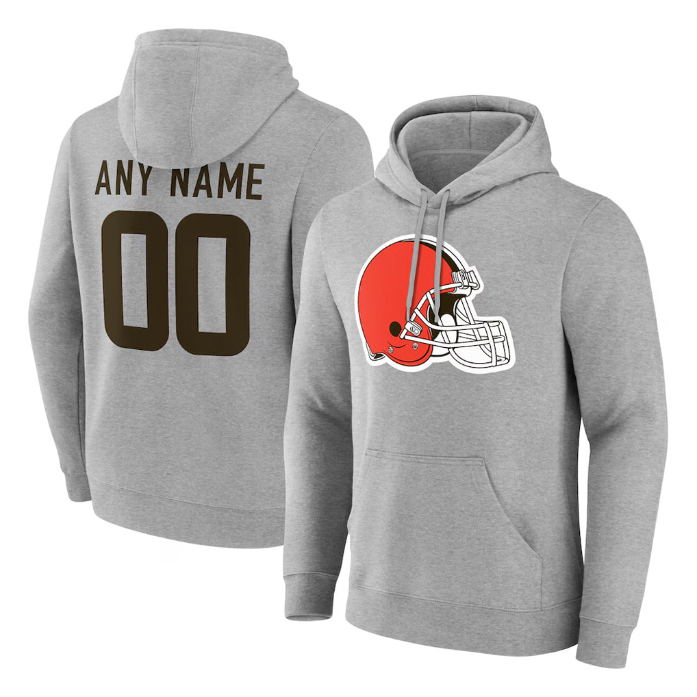 Elroe Custom C.Browns Gray Salute to Service Pullover Hoodie Limited Any Name & Numbers Stitched Jerseys