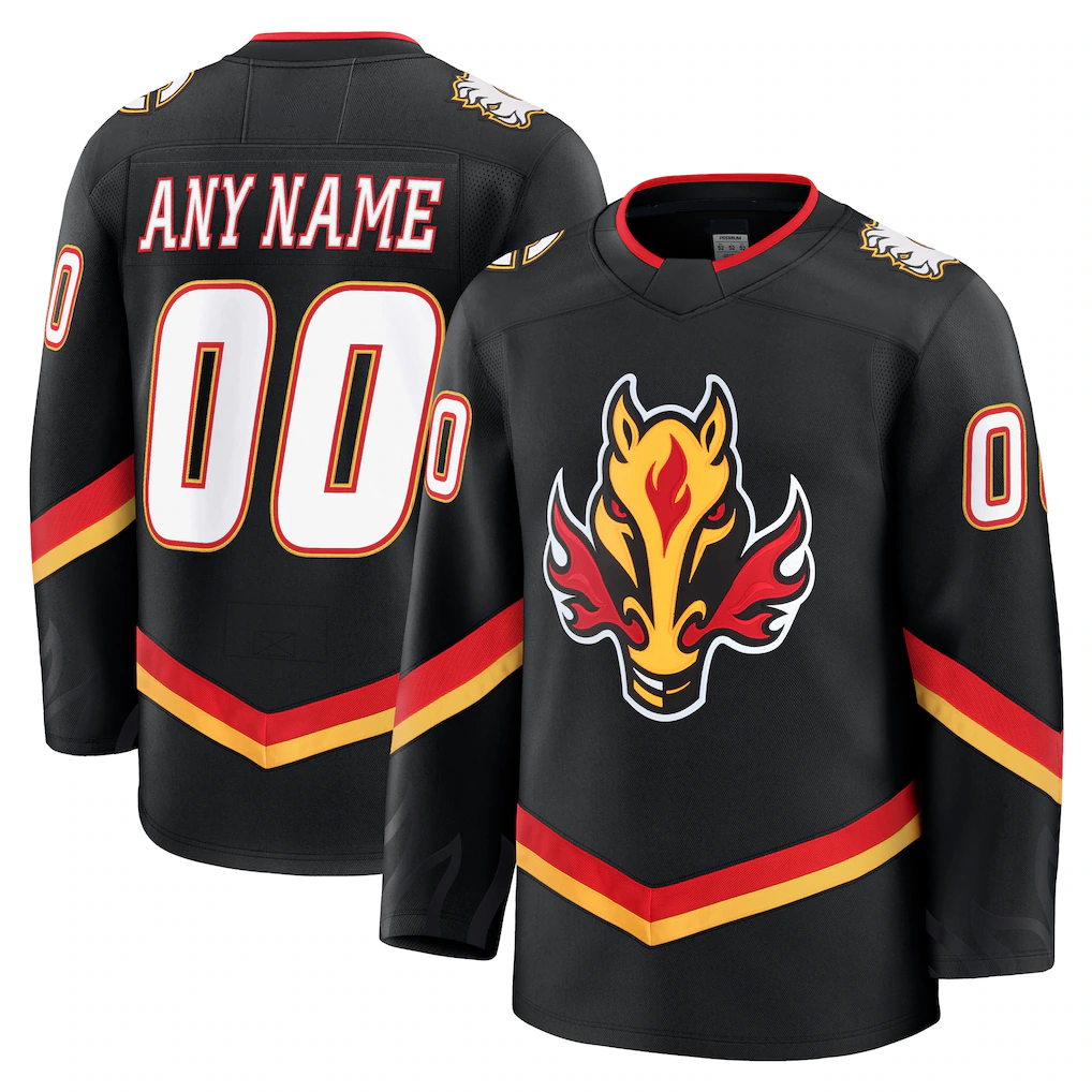 Elroe Custom C.Flames Black Alternate Premium Jerseys
