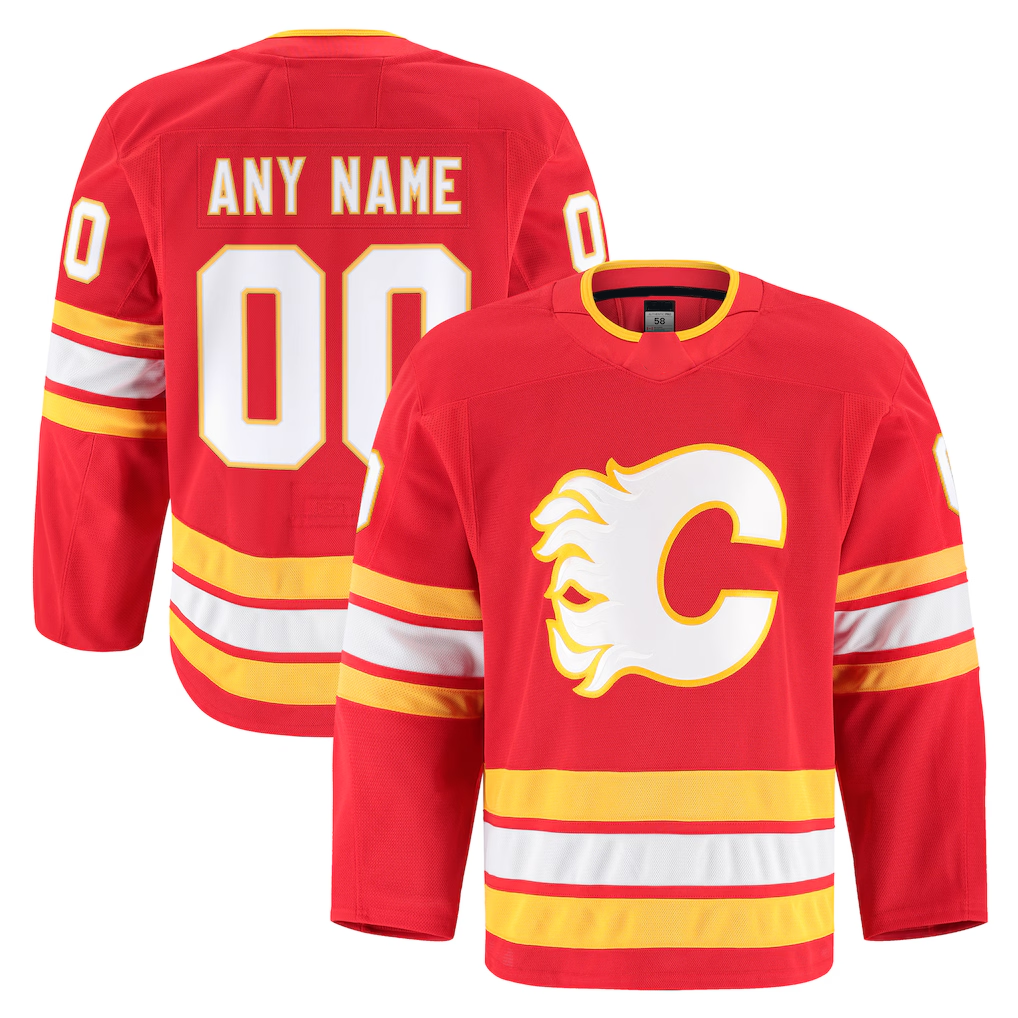 Elroe Custom C.Flames Red Home Authentic Pro Jerseys