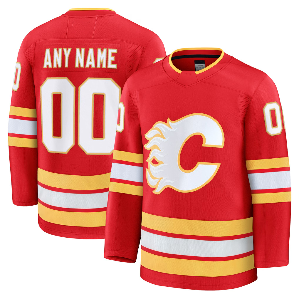Elroe Custom C.Flames Red Home Premium Jerseys