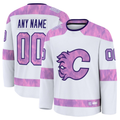 Elroe Custom C.Flames White 2024 Hockey Fights Cancer Practice Jerseys