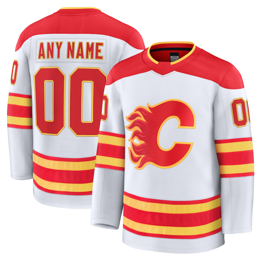 Elroe Custom C.Flames White Away Premium Jerseys