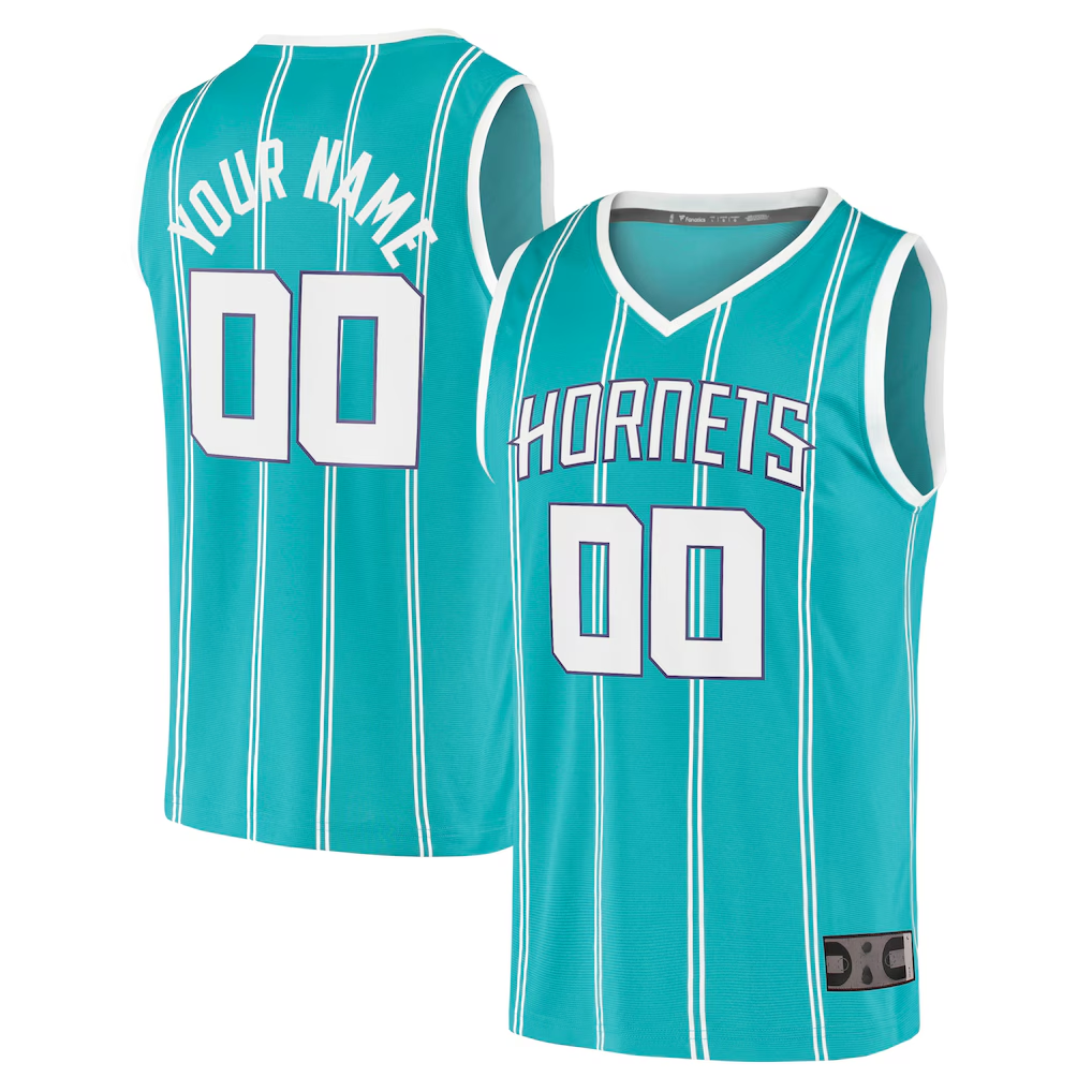 Elroe Custom C.Hornets  Teal Fast Break Replica Jerseys - Icon Edition