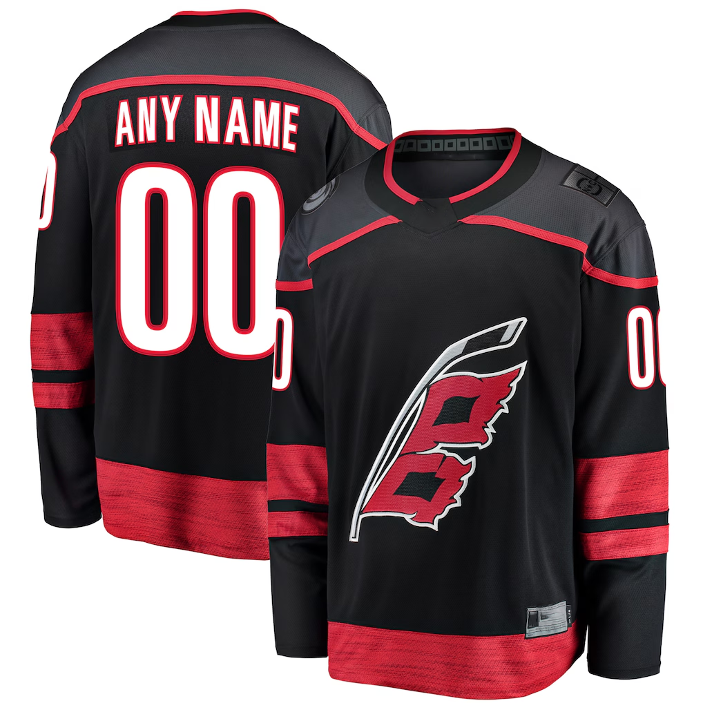 Elroe Custom C.Hurricanes Black Home Breakaway Stitched Jerseys